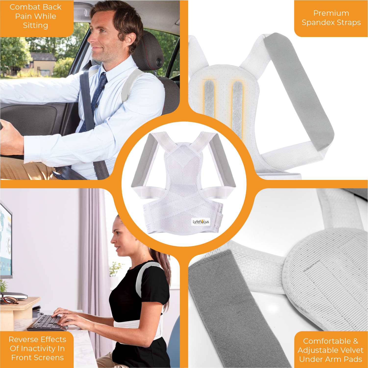 Posture Corrector S1 (White) – LyfeFocus - Main Image